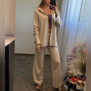 Famo, Women's Beige Pants 100% linen, size: XS/S